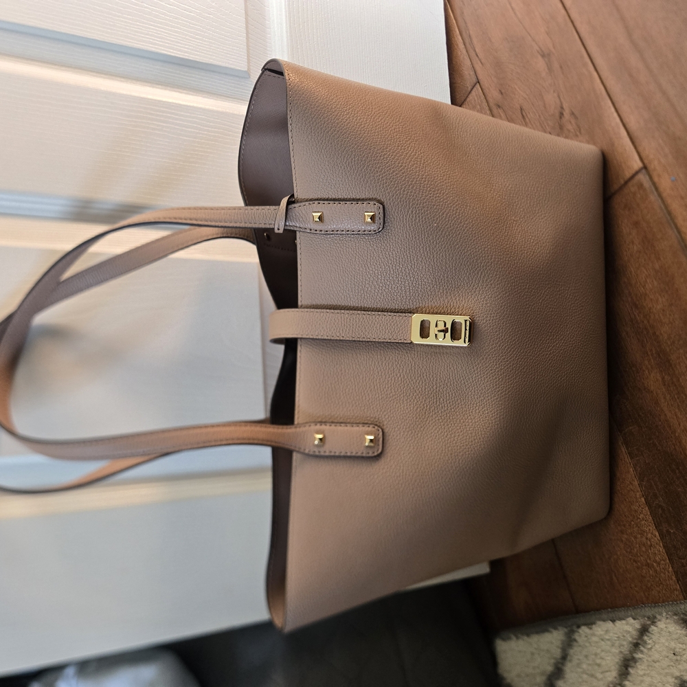 Michael Kors Collection Tan Tote Bag with Gold Accents